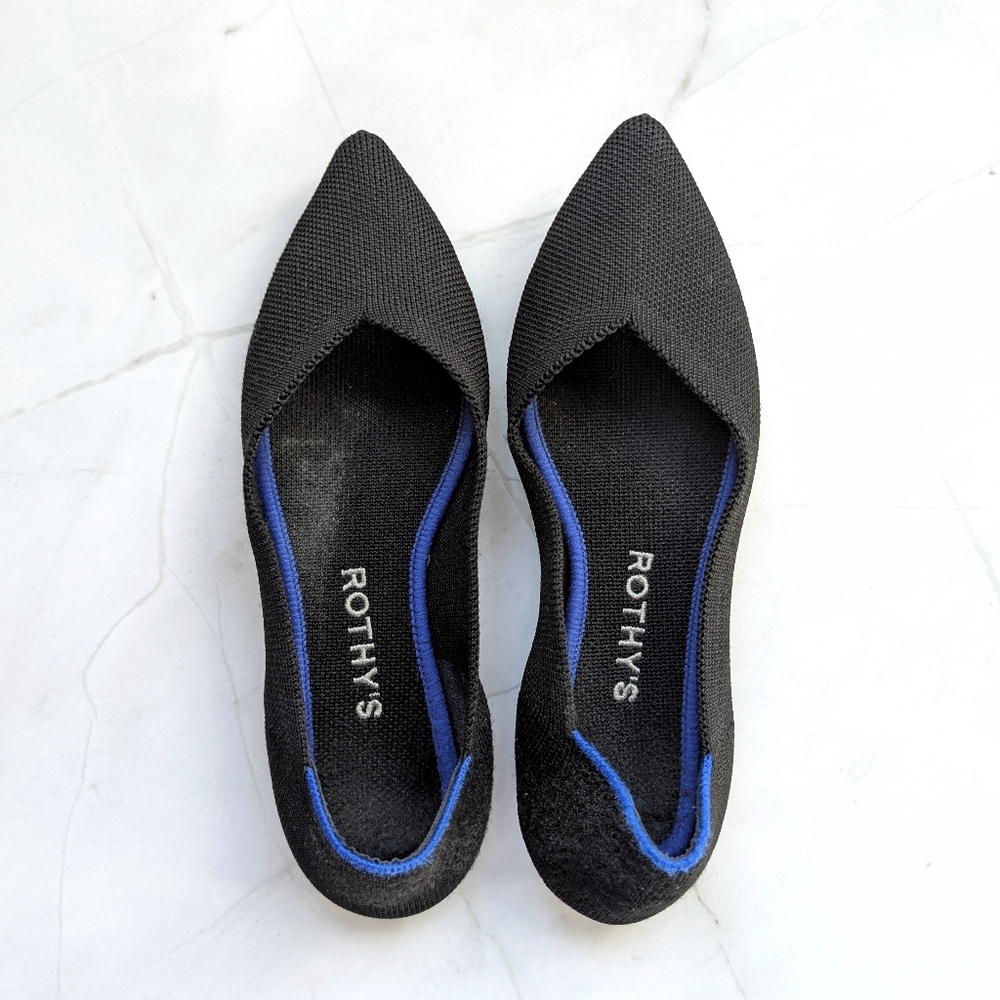 Rothy's The Point Black Washable Flat Shoes Size 5.5 Original